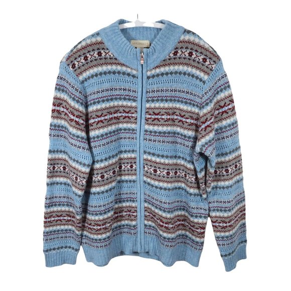 Appleseed's Sweaters Appleseeds Xl Wool Blend Blue Red Fair Isle